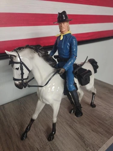 Vintage Marx Johnny West General Custer Action Figure, Horse & Accessories