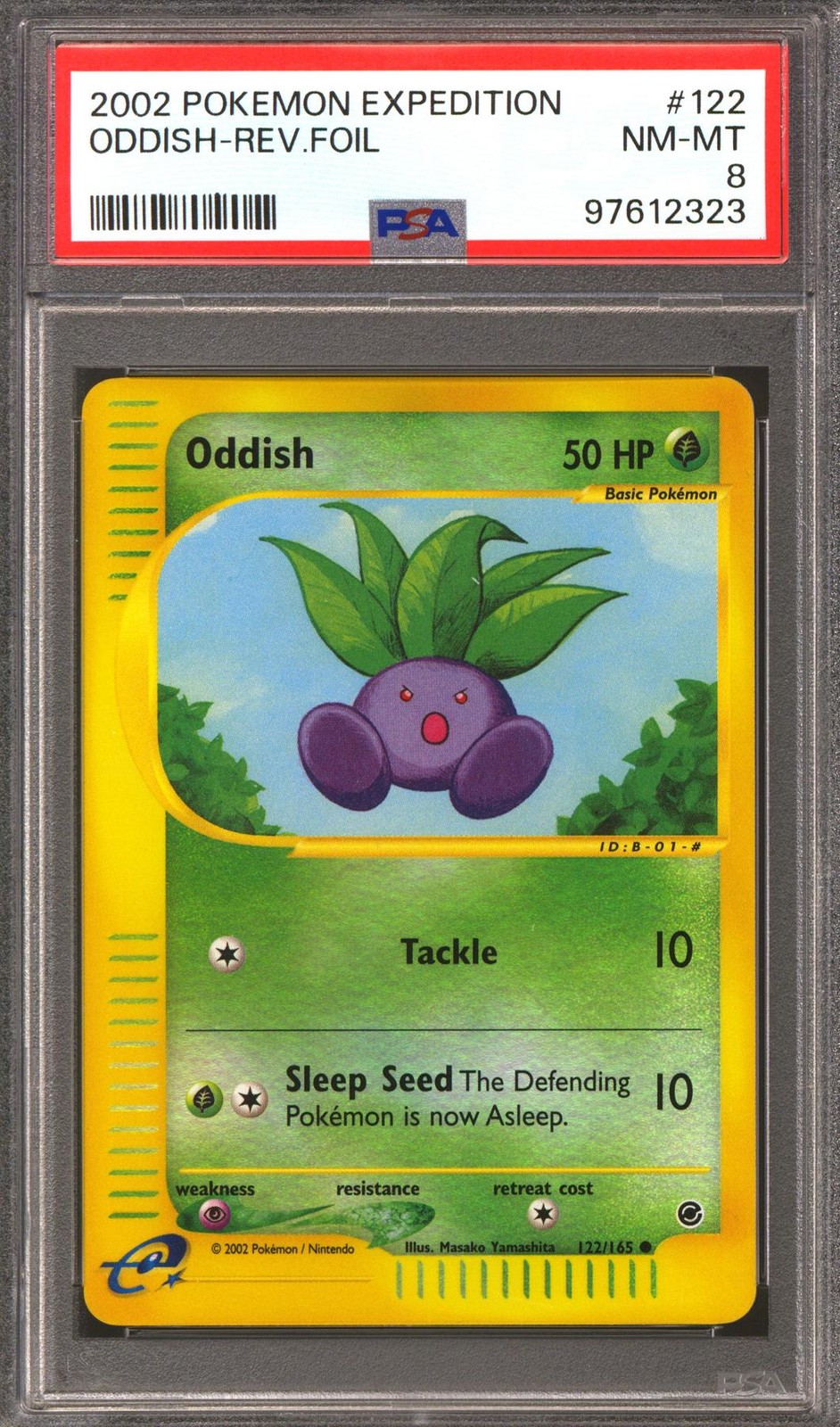 Pokemon Expedition Reverse Holo Foil Oddish 122/165 PSA 8