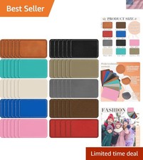 60 Pcs Leather Hat Patches Blank Leatherette Hat Patch with Adhesive Rectangl...