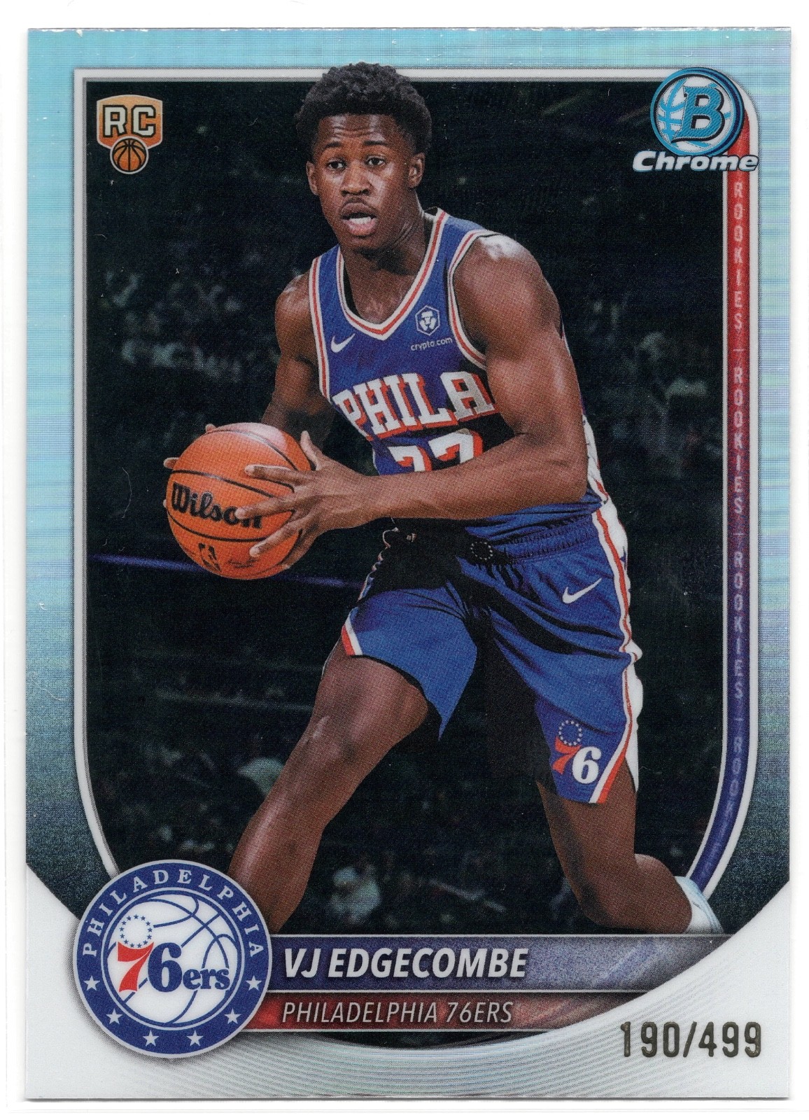 2025 Bowman Chrome VJ Edgecombe Refractor BCV-3 #190/499 RC 76ers