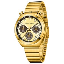 MINIFOCUS Women Men Gold Quartz Watch Stainle...
