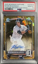 Kevin McGonigle 2025 Bowman Chrome Sapphire Gold Rookie RC Auto 8/50 PSA 10