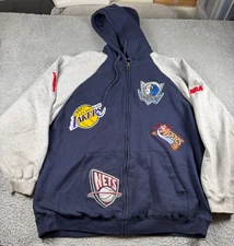 UNK NBA Jacket 3XL Navy Grey Zip Up Hoodie Sweatshirt Team Logos RARE Lakers Mav