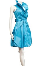 Samuel Dong Women's Triple Wired Collar Cross Tie Bubble Dress Size S