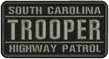 S C TROOPER H P  EMB PATCH 3X6 HOOK ON BACK GRAY ON BLACK