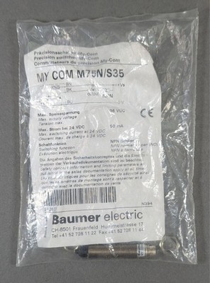 Baumer MY COM M75N/S35 Precision Limit Switch 10242627 NPN NO **NEW / Sealed**
