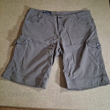Kuhl Women's Size 14 Gray Cargo Splash Shorts Cotton Button Hiking Outdoor 6804