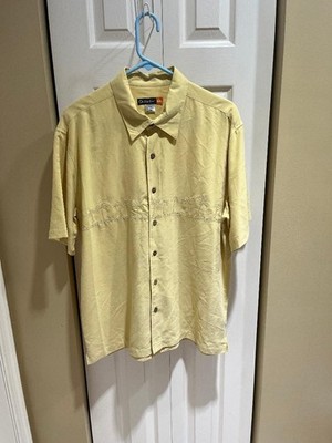 QUICKSILVER WATERMEN TAHITI PALMS SHORT SLEEVE WOVEN SHIRT CREAM SIZE LARGE