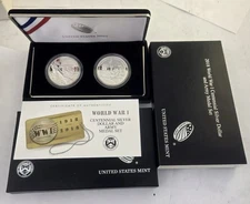 2018 World War I Centennial Silver Dollar and Army Set w COA & OGP