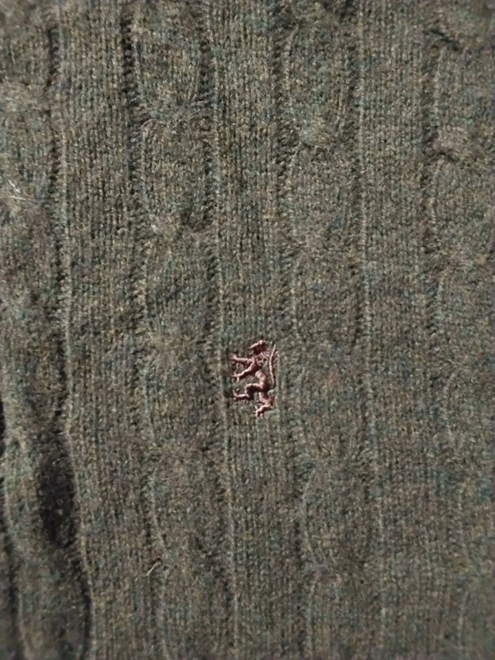 Pringle Of Scotland Green Quarterzip Lambs Wool Jumper Mens Large - Image 3 of 4