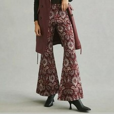 Anthropologie Damask Jacquard Flare Pants In ...