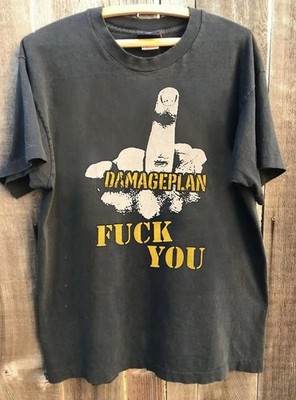 Damageplan Rare 2004 Tour Fu Finger 90s Remake Design Charcoal T shirt NH29016