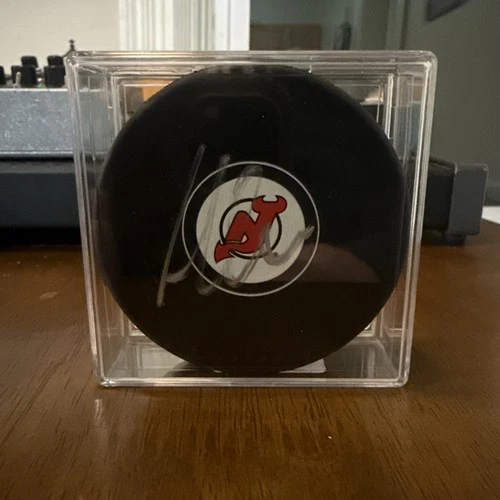 TIMO MEIER SIGNED NEW JERSEY DEVILS HOCKEY PUCK W/ CASE COA