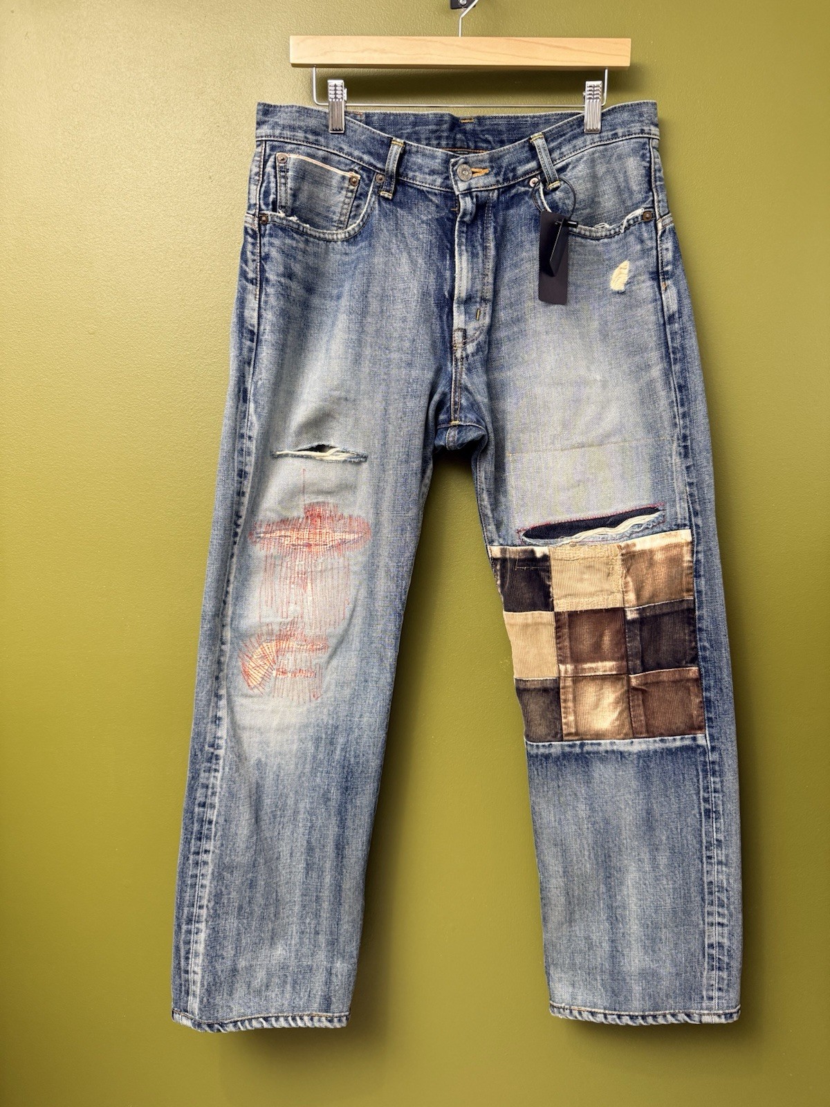 Vintage Edwin Selvedge Patchwork Straight Denim J… - image 1
