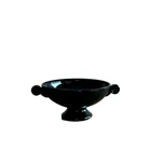 Art Deco 1930's LE Smith Glass Co  Black Amethyst Scrolled Handle Footed Bowl 6"