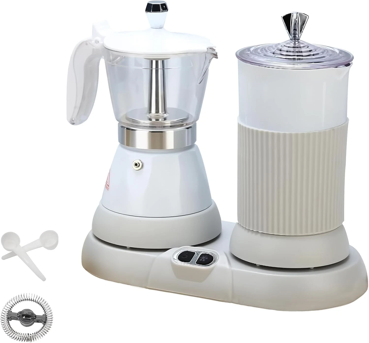 2-in-1 Espresso Maker & Milk Frother - Electric Moka Pot, One-Touch Operation
