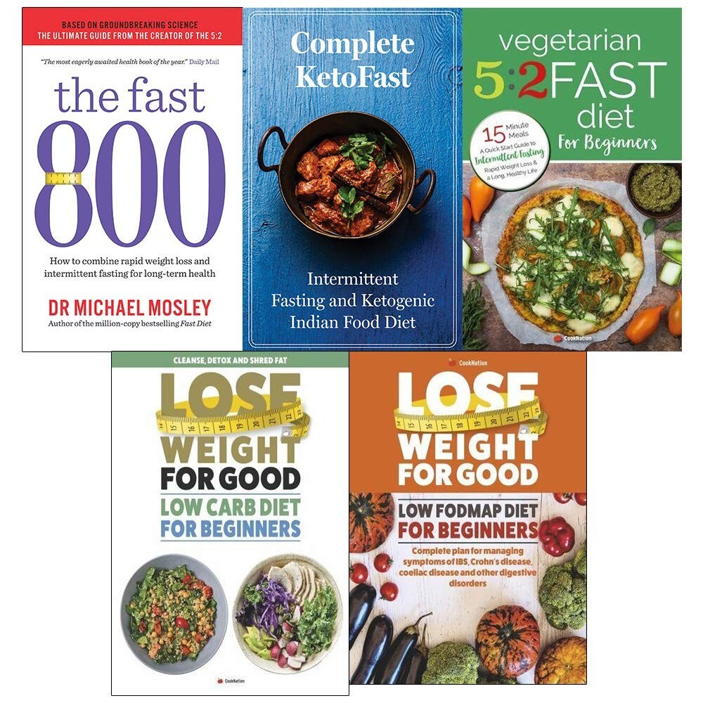 Fast 800 michael, Complete ketofast, Vegetarian 5 2 fast,ow fodmap 5 Books Set