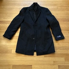 Hart Schaffner Marx Kingman Herringbone Wool-Blend Coat Size 40R with Bib