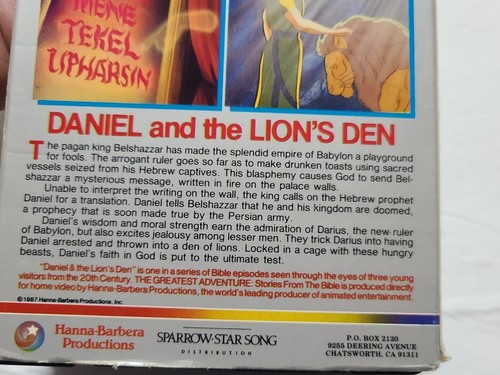 Greatest Adventure Stories From the Bible Daniel and the Lions Den VHS 1987 NICE - Picture 4 of 8