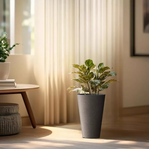 Tall round Planter Set of 2, 13 Inch Tall Decorative Planter Pots for Outdoor In - Picture 2 of 2