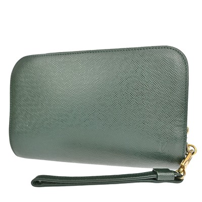 LOUIS VUITTON LV Logo BAIKAL Clutch Hand Bag Taiga Leather Epicea M30184 60EA593