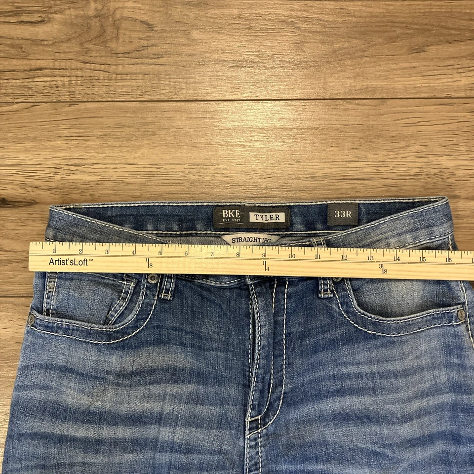 Men's 33x31 BKE Jeans Blue Tyler Straight Medium Wash Preppy Denim Western Rock - Изображение 3 из 4