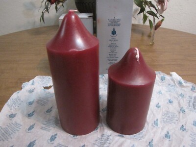 PARTYLITE RASPBERRY 3 X 5 & 3 X 7 PILLARS LOT OF 2 SEE PICTURES