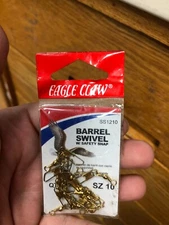 Eagle Claw Barrel Swivel w/ Safety Snap Brass Size 10 Qty 12