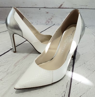 white silver heels