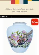 Chinese Porcelain Vase with Bird and Floral Pattern