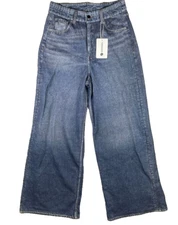 AnotherChill Womens Wide-Leg Faded Relaxed High Waisted Denim Jeggings - XS