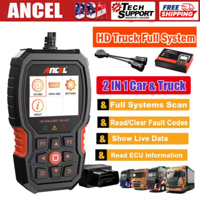 24V ANCEL Heavy Duty Truck Scanner HD601 All System Diesel Diagnostic Scan Tool