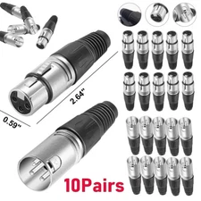 10 Male +10 Female 3 Pin XLR Mic Snake Plug Audio DMX Cable Microphone Connector