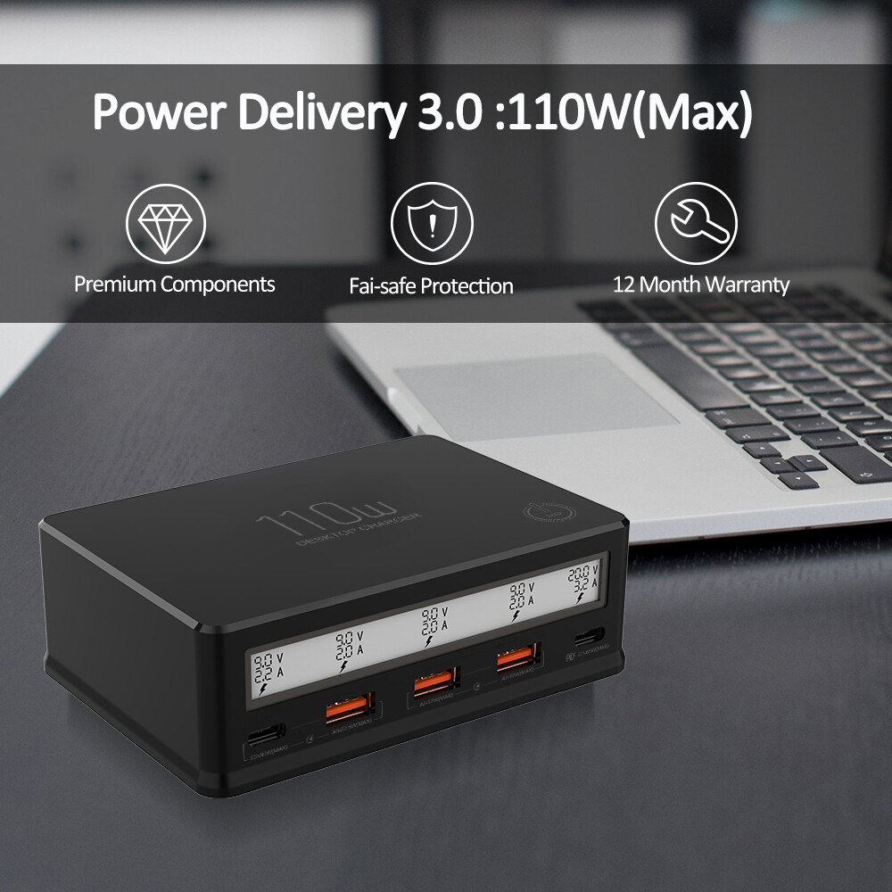 110W 5-Port USB Wall Charger Fast Charging Station Hub O0B1