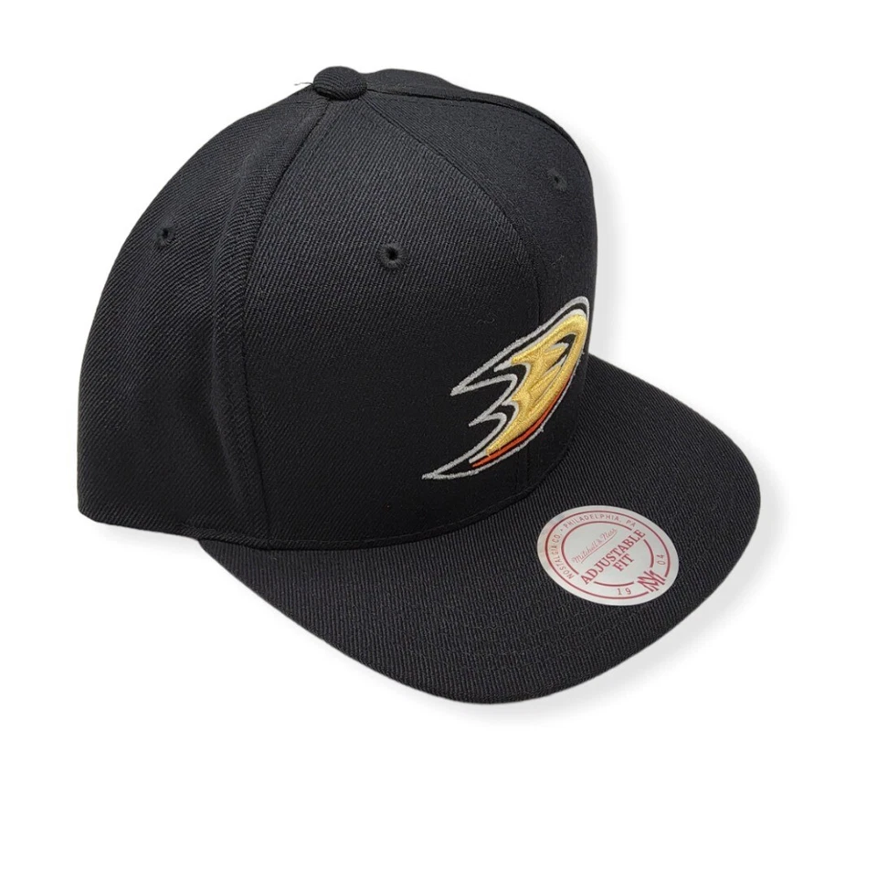 Mitchell & Ness Anaheim Ducks Current Lana Sólida Negra Ajustable Snapback Sombrero Foto 3 de 4