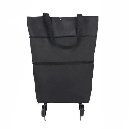 Black Shopping Bag with Wheels Folding Shopping Cart Trolley Bags Shopping - Picture 5 of 10