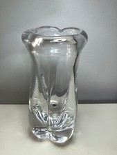Hand Blown Thick Clear Art Glass Vase