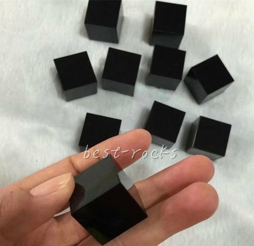 5 pz cubo di cristallo lucido a mano cristallo di quarzo ossidiana nero naturale - Foto 5 di 6