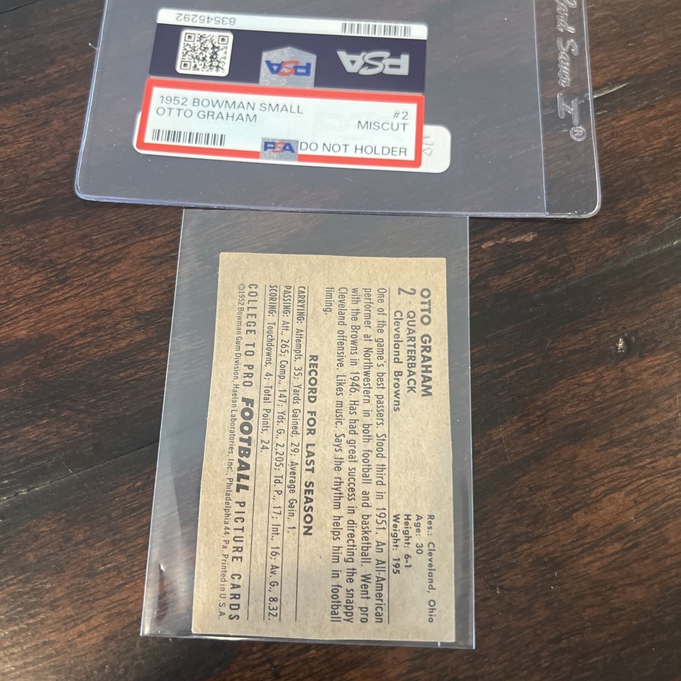 1952 Bowman Small 2 Otto Graham PSA graded miscut not in holder eBay