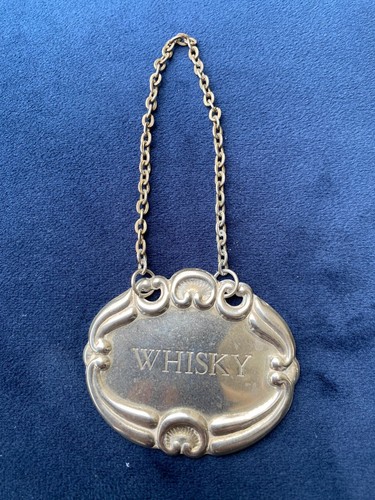 Vintage versilberte Whisky Dekanter Etikett
