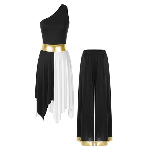 Mujer Conjunto Pantalones Vestido Irregular Ropa de Baile Rendimiento Lírico Pierna Ancha Dobladillo - Imagen 16 de 59