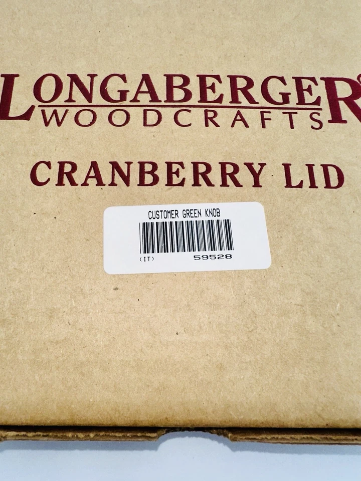 Longaberger 1995 #59528 Cranberry Basket Wood Crafts Lid - Green Knob - Image 2 of 3