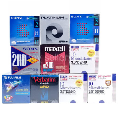 Lot 117x NEW 3.5  Floppy Disks, Fujifilm Sony Verbatim Maxell Certified Platinum