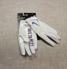 NIKE Superbad 6.0 Football Gloves Large Mens White Blue Pittsburgh Panthers NCAA