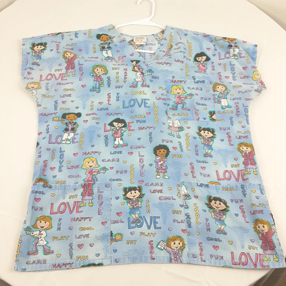 Simply Basic Scrub Top Adult Medium Blue Children Doctor Dentist Assistant Women - Image 2 of 4