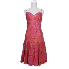 GAP Womens 6 Spaghetti Strap Orange Pink Floral Sundress