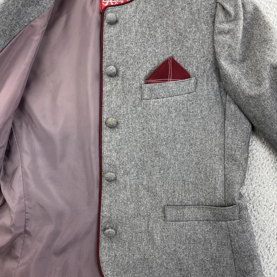 Винтажный 80-х Sasson Blazer женщин 8/9 короткая шерстяная смесь длинным рукавом ретро секретарь - Изображение 3 из 4