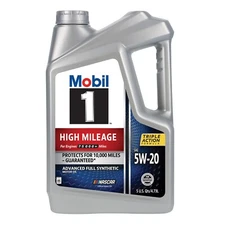Mobil 1 High Mileage Full Synthetic Motor Oil 5W-20, 5 Quart