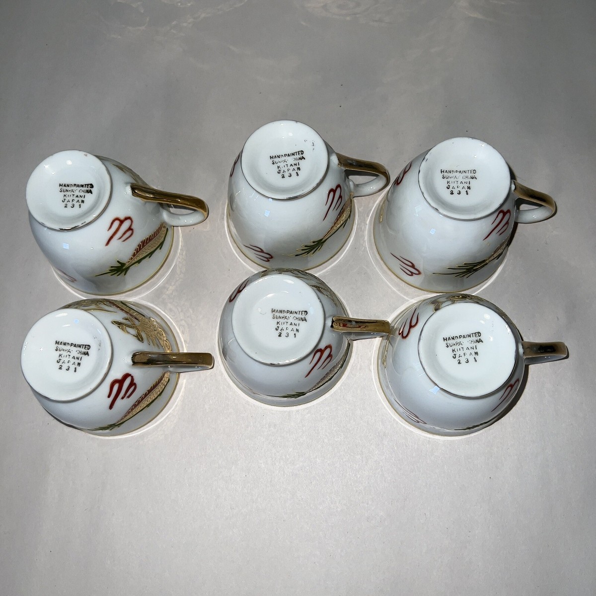 VTG Sunray Hand Painted China 6 minus 1 saucer Tea Set KUTANI