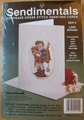Vintage New Sendimentals Hummel Keepsake Cross Stitch Card Little Scholar 02414 - Picture 3 of 3